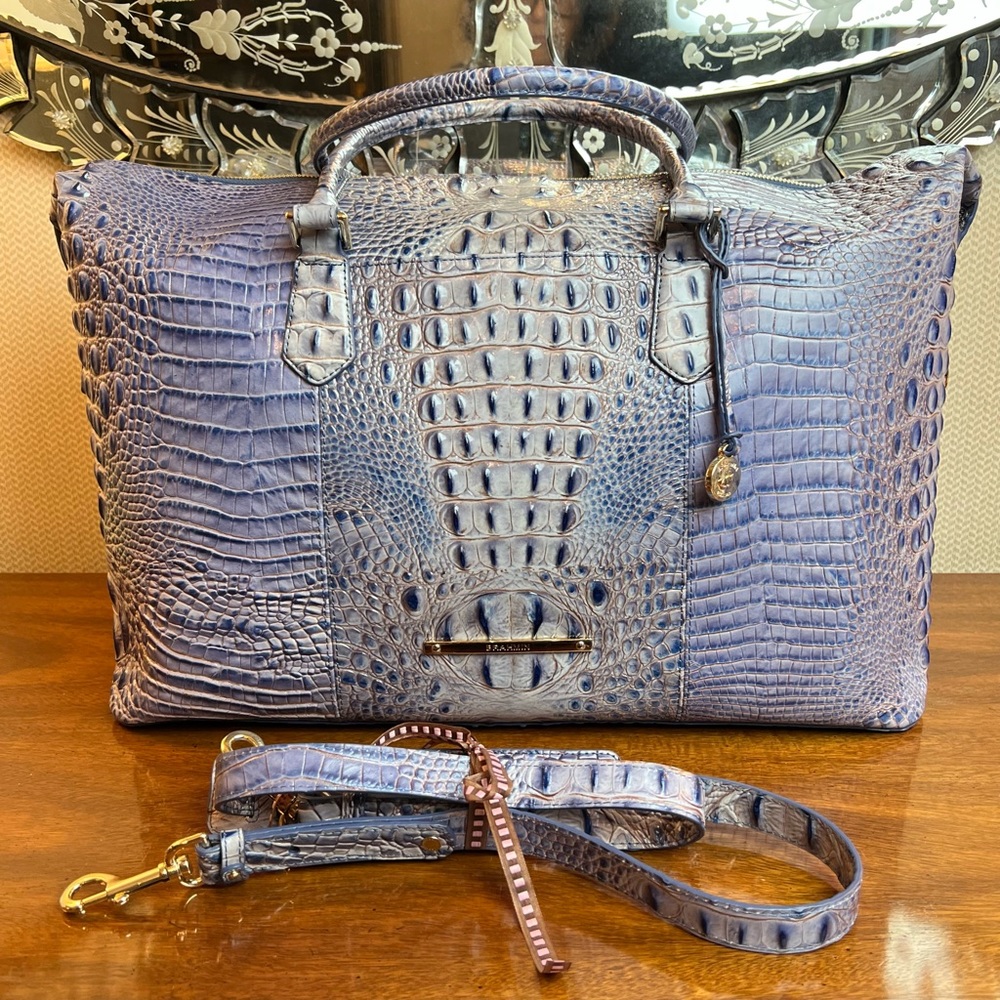 NWOT Brahmin Duxbury Weekender In Washed Indigo